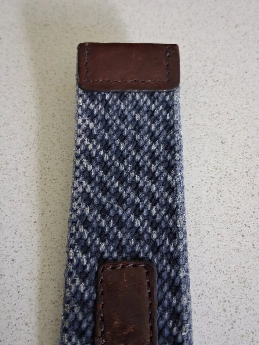 Tommy Bahama Men's Leather Trim Woven Cloth Blue/Black Belt Size 36